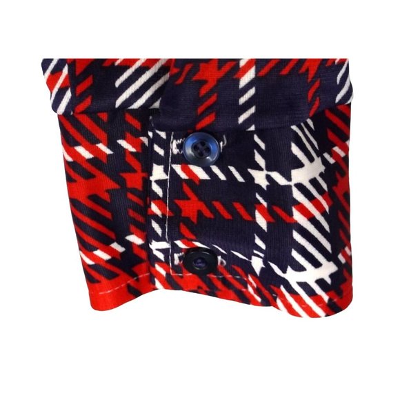 Vintage 70s Dagger Collar Shirt Red White Blue by Kings Road Sears Mens Size XL - Picture 8 of 11